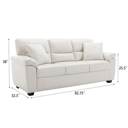 Morden Fort Upholstered Sofa for Living Room,Three-Seater Couch Faux Leather