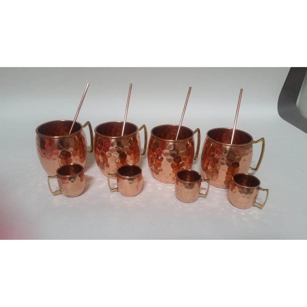 Moscow Mule Becher/Schnapsglas/Strohhalm Komplettset 100 Prozent Kupfer