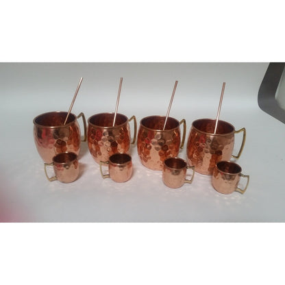 Moscow Mule Becher/Schnapsglas/Strohhalm Komplettset 100 Prozent Kupfer