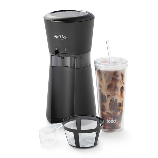 Mr. Coffee® Iced™ Kaffeemaschine mit wiederverwendbarem Becher und Kaffeefilter, Schwarz