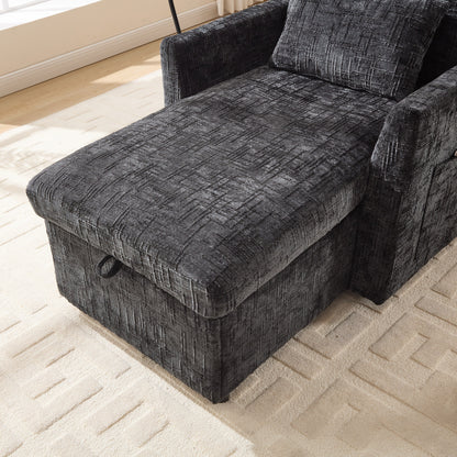 Multifunctional Lazy Person Sofa Recliner Can Be Stored Storage Backrest With Cell Phone Bracket Chenille Single Leisure Chair