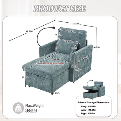 Multifunctional Lazy Person Sofa Recliner Can Be Stored Storage Backrest With Cell Phone Bracket Chenille Single Leisure Chair