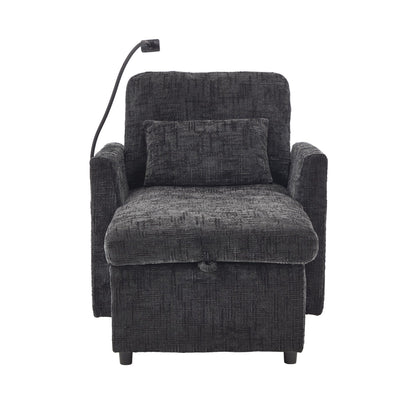 Multifunctional Lazy Person Sofa Recliner Can Be Stored Storage Backrest With Cell Phone Bracket Chenille Single Leisure Chair