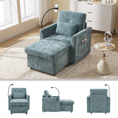 Multifunctional Lazy Person Sofa Recliner Can Be Stored Storage Backrest With Cell Phone Bracket Chenille Single Leisure Chair