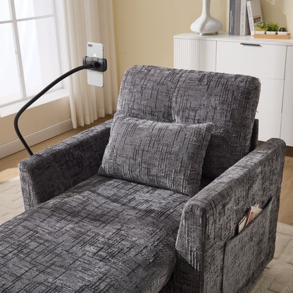 Multifunctional Lazy Person Sofa Recliner Can Be Stored Storage Backrest With Cell Phone Bracket Chenille Single Leisure Chair