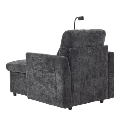 Multifunctional Lazy Person Sofa Recliner Can Be Stored Storage Backrest With Cell Phone Bracket Chenille Single Leisure Chair