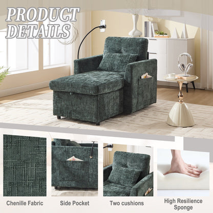 Multifunctional Lazy Person Sofa Recliner Can Be Stored Storage Backrest With Cell Phone Bracket Chenille Single Leisure Chair