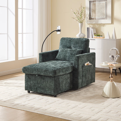 Multifunctional Lazy Person Sofa Recliner Can Be Stored Storage Backrest With Cell Phone Bracket Chenille Single Leisure Chair