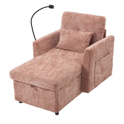 Multifunctional Lazy Person Sofa Recliner,Storage Backrest With Cell Phone Bracket Chenille Single Leisure Chair