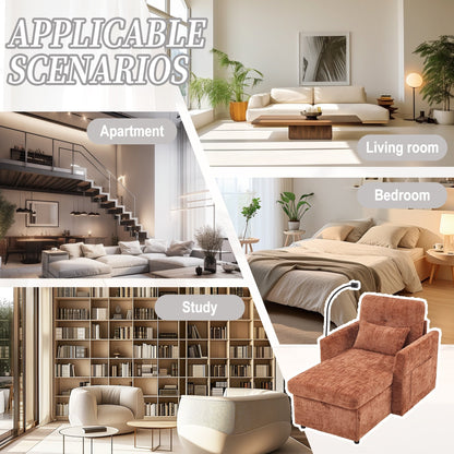 Multifunctional Lazy Person Sofa Recliner,Storage Backrest With Cell Phone Bracket Chenille Single Leisure Chair