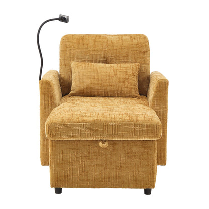 Multifunctional Lazy Person Sofa Recliner,Storage Backrest With Cell Phone Bracket Chenille Single Leisure Chair
