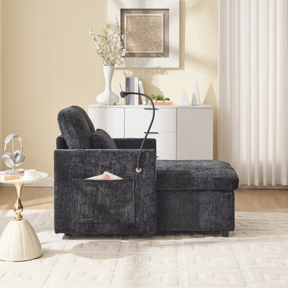 Multifunctional Lazy Person Sofa Recliner,Storage Backrest With Cell Phone Bracket Chenille Single Leisure Chair