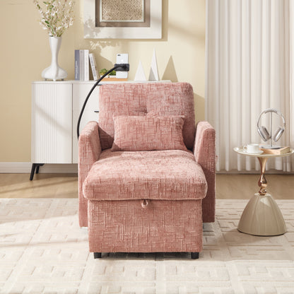 Multifunctional Lazy Person Sofa Recliner,Storage Backrest With Cell Phone Bracket Chenille Single Leisure Chair