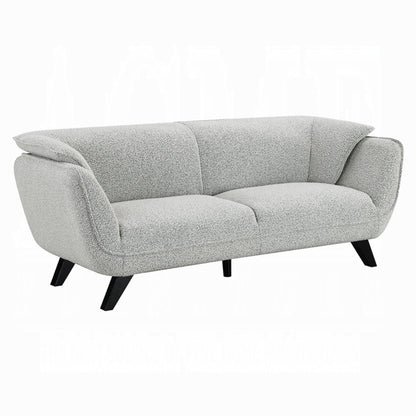 Naeli Sofa, Rounded Back, Light Gray Boucle, 86 Inch Solid Pine Wood