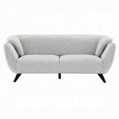 Naeli Sofa, Rounded Back, Light Gray Boucle, 86 Inch Solid Pine Wood