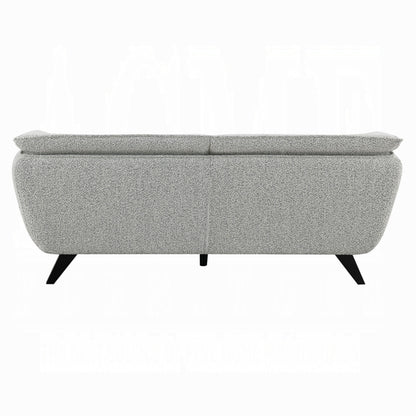 Naeli Sofa, Rounded Back, Light Gray Boucle, 86 Inch Solid Pine Wood
