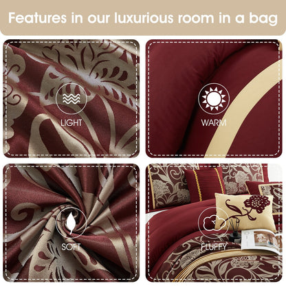 Nanshing Brie 9-teiliges Jacquard-Bettdeckenset mit Blumenmuster