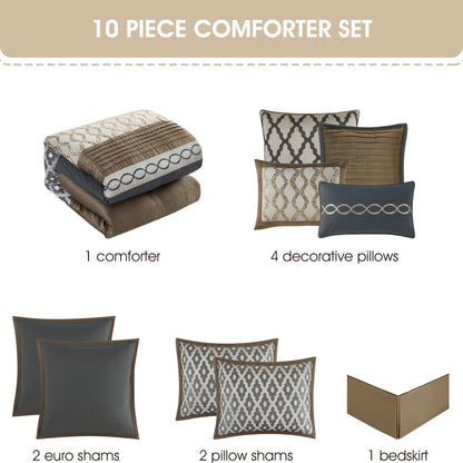 Nanshing Calvin Luxury10-teiliges geometrisches Bettdeckenset