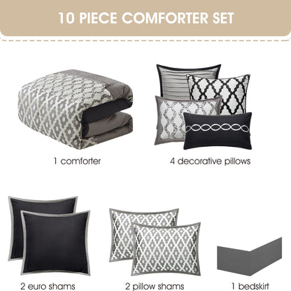 Nanshing Calvin Luxury10-teiliges geometrisches Bettdeckenset