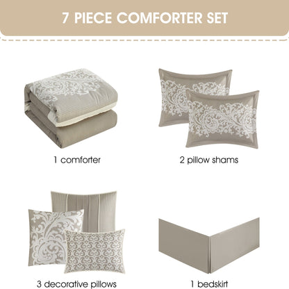 Nanshing Salem Damast-Jacquard 7-teiliges Bettdeckenset
