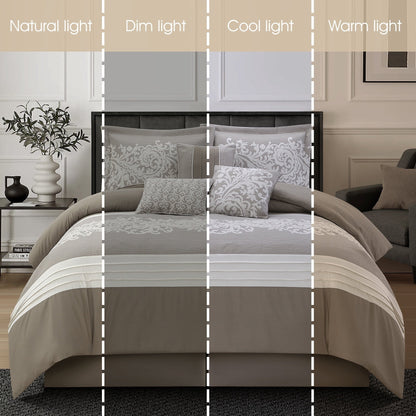 Nanshing Salem Damast-Jacquard 7-teiliges Bettdeckenset