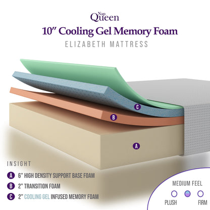 NapQueen Elizabeth 10 Kühlende Gel-Memoryschaummatratze