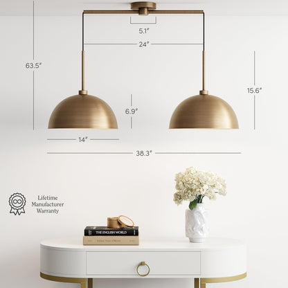 Nathan James Percy, moderne 2-flammige Pendelleuchte, Hängelampe mit Metallschirm und verstellbarem Kabel