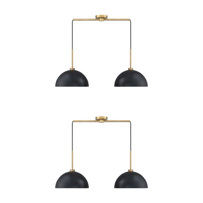 Nathan James Percy, moderne 2-flammige Pendelleuchte, Hängelampe mit Metallschirm und verstellbarem Kabel