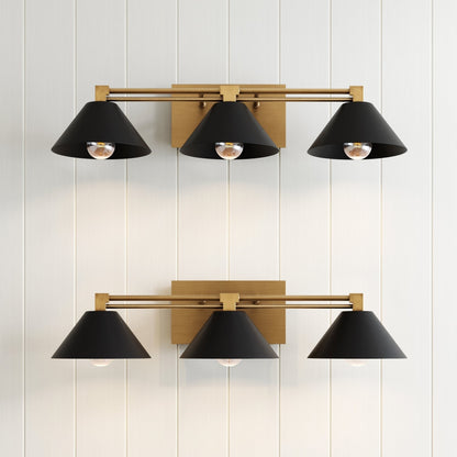 Nathan James Ronnie Industrielle 3-flammige Schminktischleuchte, Art-Deco-Wandleuchte für Badezimmer oder Schminktisch