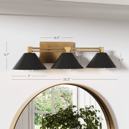 Nathan James Ronnie Industrielle 3-flammige Schminktischleuchte, Art-Deco-Wandleuchte für Badezimmer oder Schminktisch