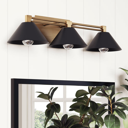 Nathan James Ronnie Industrielle 3-flammige Schminktischleuchte, Art-Deco-Wandleuchte für Badezimmer oder Schminktisch
