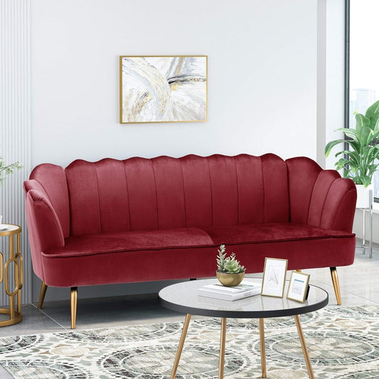 Natural 76.25 Samt-Kanalsteppung 3-Sitzer-Sofa mit Metallbeinen für das Wohnzimmer