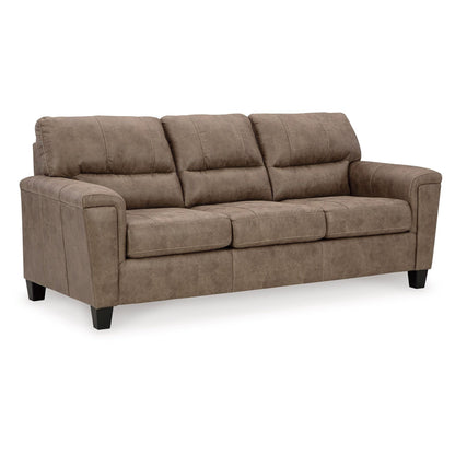 Nav Queen Size Sofa Sleeper, Fossil Brown Faux Leather, Foam, 89 Inch