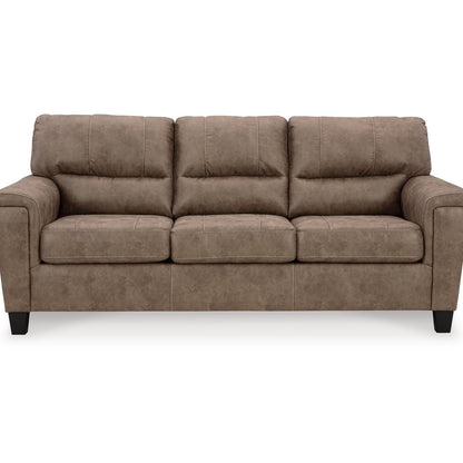 Nav Queen Size Sofa Sleeper, Fossil Brown Faux Leather, Foam, 89 Inch