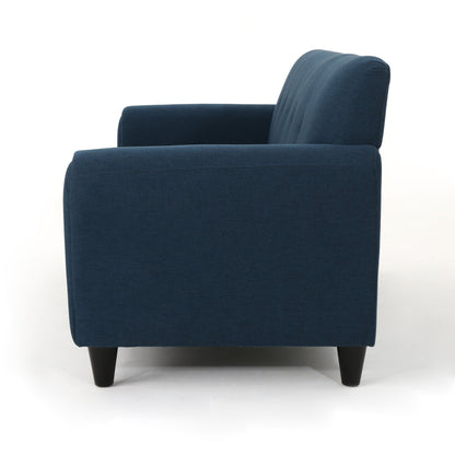 Navy Blue Modern 78.5 3-seater Sofa with Wood Legs and Plywood wooden frame for Living Room