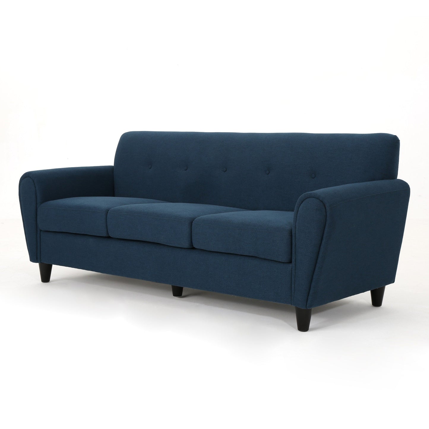 Navy Blue Modern 78.5 3-seater Sofa with Wood Legs and Plywood wooden frame for Living Room