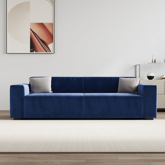 Navy Blue Modern 88.6 Chenille Loveseat Upholstered Sofa with 4 Solid Wood Legs and 2 Pillows for Living Room