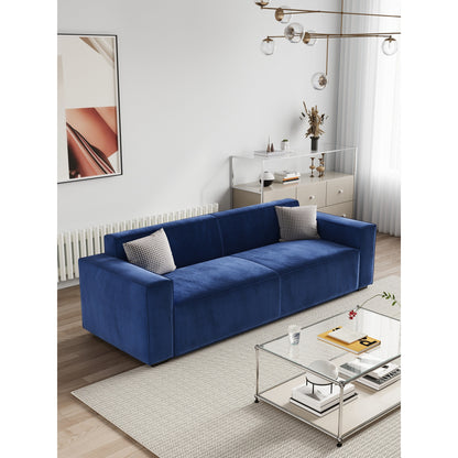 Navy Blue Modern 88.6 Chenille Loveseat Upholstered Sofa with 4 Solid Wood Legs and 2 Pillows for Living Room