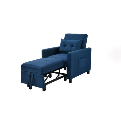 Navy Modern 27.5 3 in 1 Single Convertible Sofa Bed with Adjustable Back and Pillow for Living Room