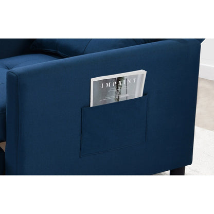 Navy Modern 27.5 3 in 1 Single Convertible Sofa Bed with Adjustable Back and Pillow for Living Room