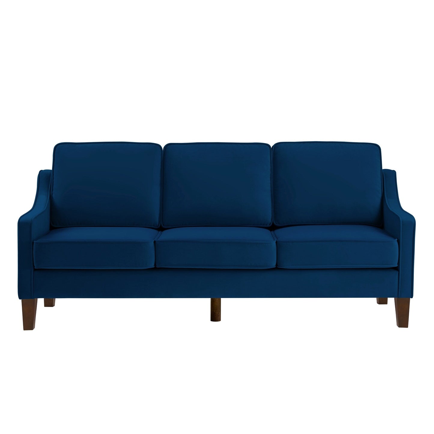 Navy Modern 74 Velvet 3-seater Upholstered Sofa with Scooped Armrest and Removable Cushions for Living Room