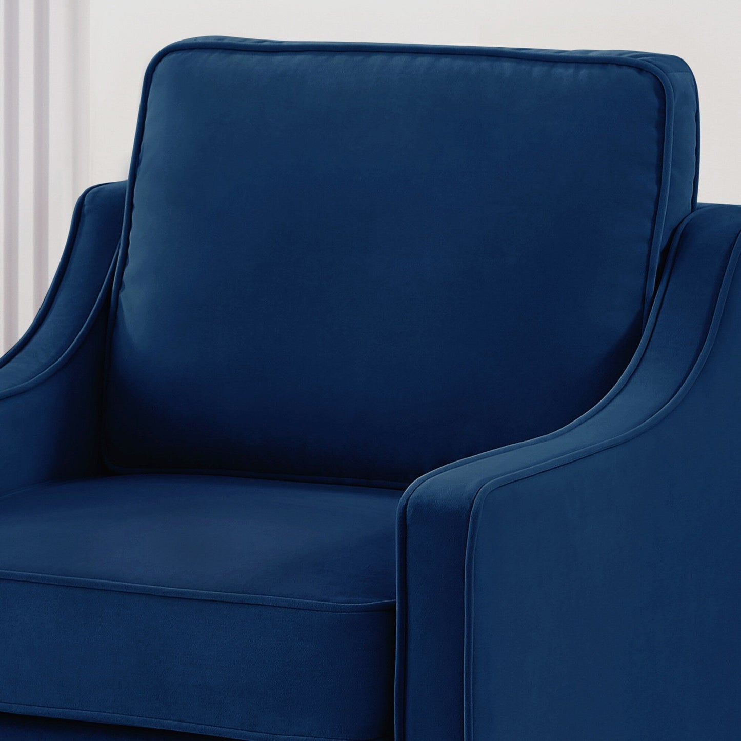 Navy Modern 74 Velvet 3-seater Upholstered Sofa with Scooped Armrest and Removable Cushions for Living Room