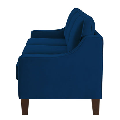 Navy Velvet 3-seater Sofa with Scooped Armrest