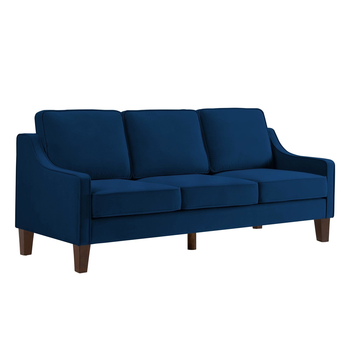 Navy Velvet 3-seater Sofa with Scooped Armrest