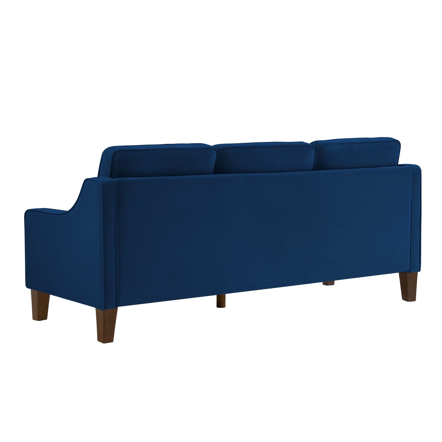 Navy Velvet 3-seater Sofa with Scooped Armrest
