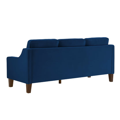 Navy Velvet 3-seater Sofa with Scooped Armrest
