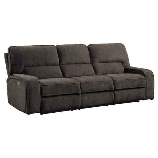 Neo Power Reclining Sofa with USB, Light Gray Chenille, 99 Inch