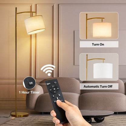 Dimmbare LED-Stehlampe „Netin 66“ mit gewölbter Form und Fernbedienung – N/A