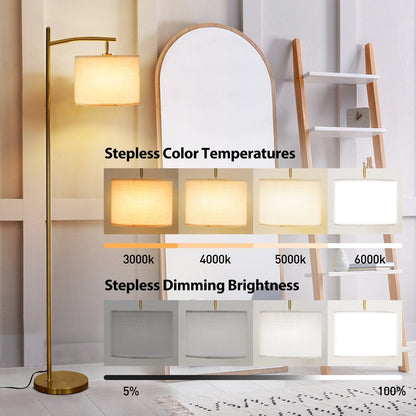 Dimmbare LED-Stehlampe „Netin 66“ mit gewölbter Form und Fernbedienung – N/A