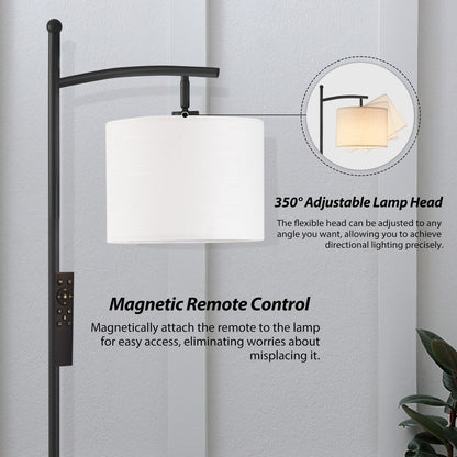 Dimmbare LED-Stehlampe „Netin 66“ mit gewölbter Form und Fernbedienung – N/A